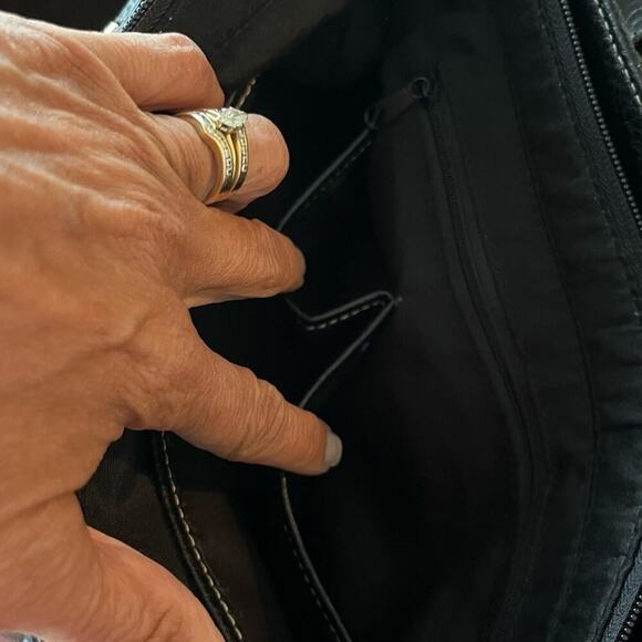 Etienne Aigner Handbag Shoulder Purse Signature Canvas Logo Leather Brown Gold - Picture 11 of 12